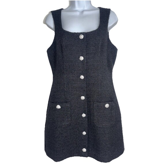 J. Crew Sophia Sleeveless Mini Dress Black Jewel Buttons Women Size 10 NEW - Picture 1 of 10
